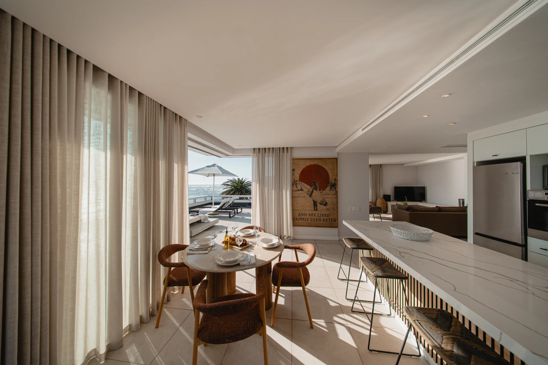 Sapphire Tide Penthouse Holiday Rental Camps Bay, Cape Town above Bakoven Beach Open Plan Living Area